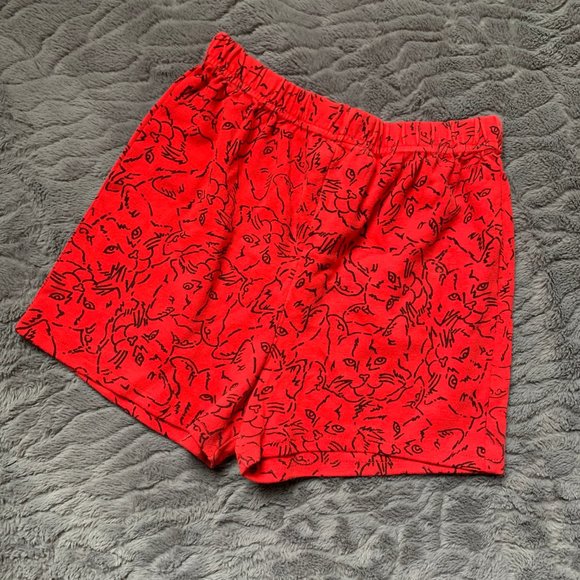 Vintage Pants - Vintage 90s Kitty Cat Red High Waisted Shorts Sz S